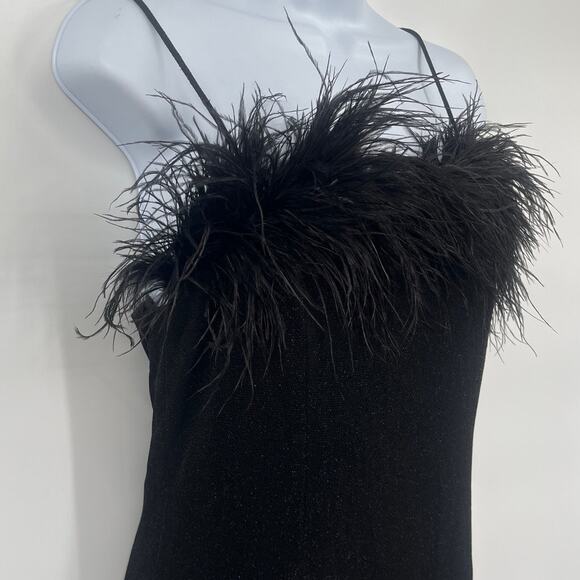 Vtg Y2K Alex Evenings Formal Dress Sz 6 Sparkle Feather Prom Whimsigoth Witchy - Picture 4 of 14